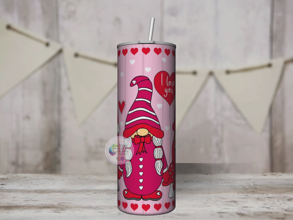 To Gnome Me Is To Love Me Valentines Skinny Tumbler