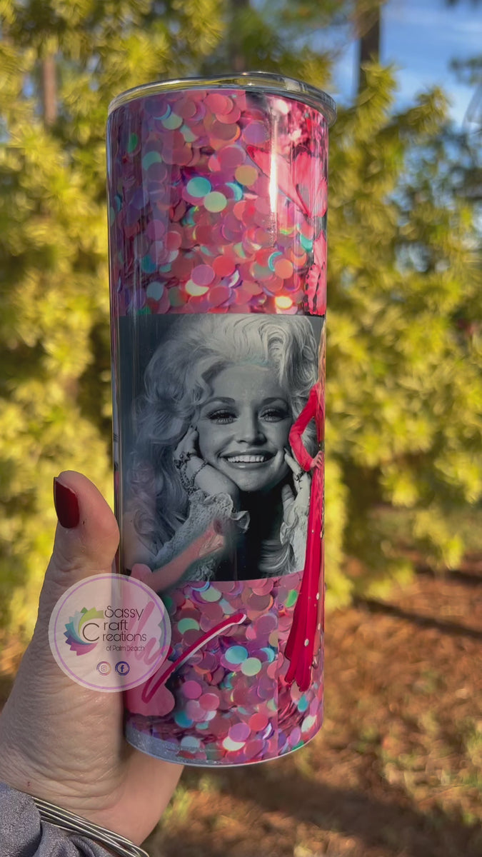 Dolly Parton Pink Plastic Tumbler with Straw