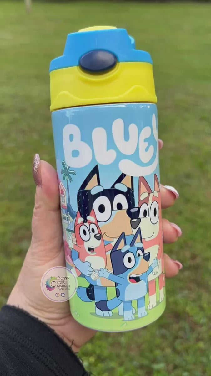 Kids 12 oz Bluey water bottle; tumbler; straw water bottle