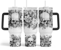 Black & White Floral Skulls