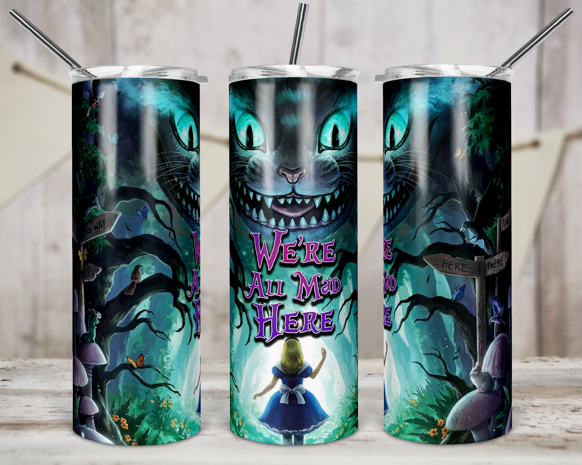 Alice in Wonderland Themed Tumbler - Unique Design - iTeeUS