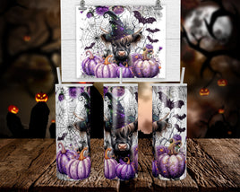 Halloween Baby Highland Cow | Purple Pumpkins