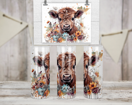 Rustic Floral Baby Highland Cow