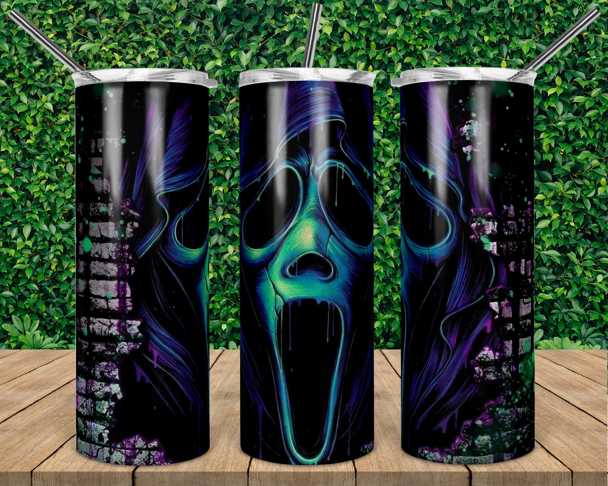 20oz Stainless Steel GHOST FACE Tumbler WITH bow topper