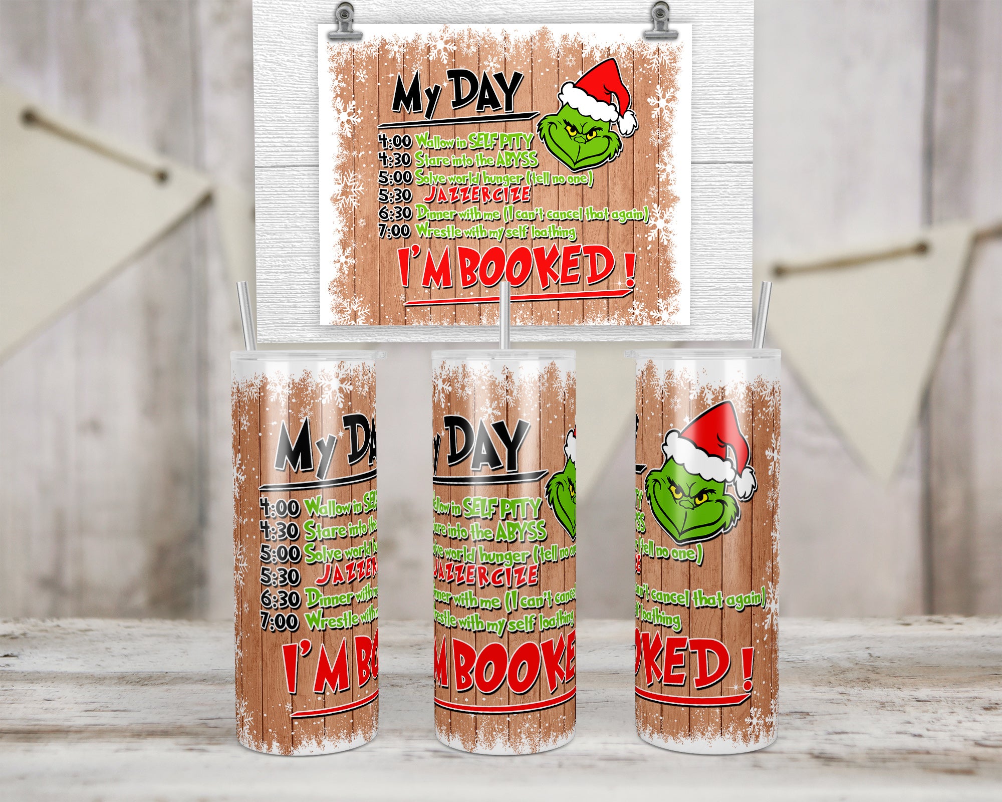 Grinch Tumbler, Christmas Grinch My Day is Booked Custom 20oz