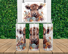 Baby Highland Cow Floral Drip