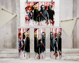 Horror Movie Characters Blood Splatter Tumbler