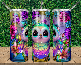 Floral Neon Owl Tumbler