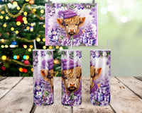 Purple Christmas Highland Cow