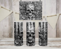 3D Silver Skull Tumbler