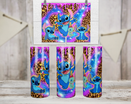 Stitch Leopard Purple Paint Drip Tumbler