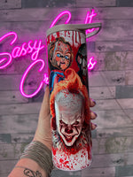 Pennywise with Horror Movie Characters Blood Splatter Tumbler