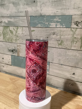 Pink Faux Glitter Money Tumbler