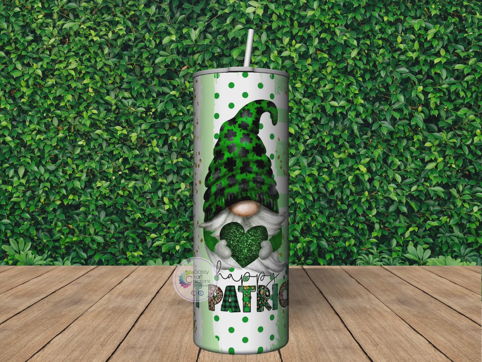 St Patrick's Day Gnome Tumbler With Straw 