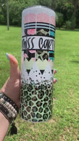 Teacher Life Rainbow Leopard Faux Glitter Tumbler | Personalized