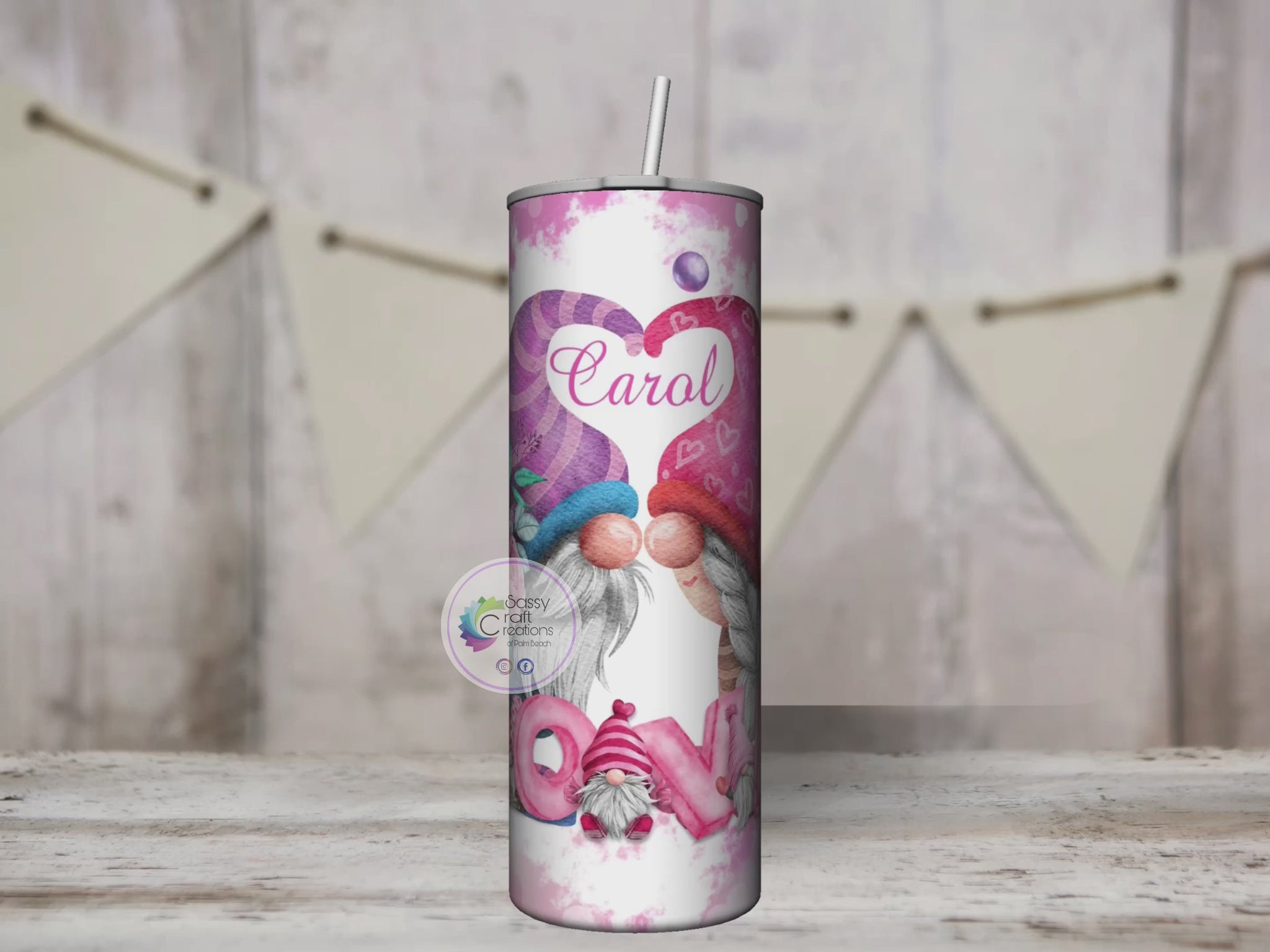 Valentine Gnome Tumbler 20 oz Stainless Steel