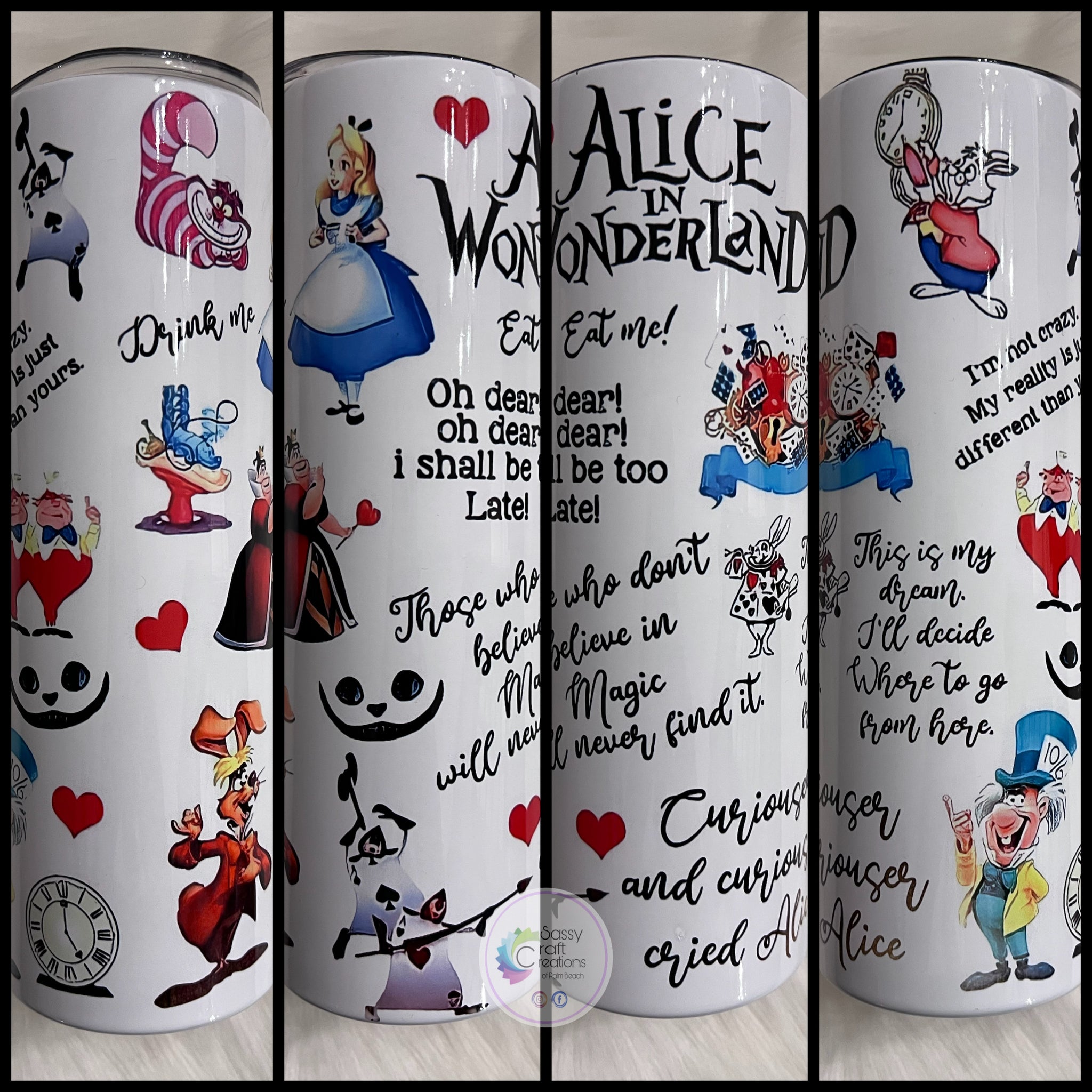 6 Alice in Wonderland Tumbler Sublimation Designs. Striped.