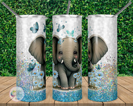 Blue Floral Baby Elephant Tumbler