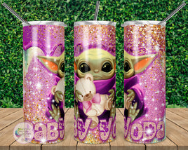 Pink Baby Yoda Tumbler