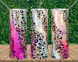 Faux Glitter Animal Print Tumbler | Colorful Leopard Print Tumbler