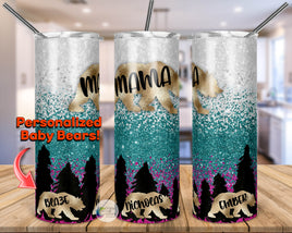 Mama Bear with Personalized Baby Bears Printed Tumbler