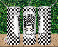 Race Wife Checkered Flag Tumbler