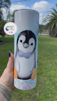 Penguin Iridescent Faux Glitter Tumbler | Personalized!