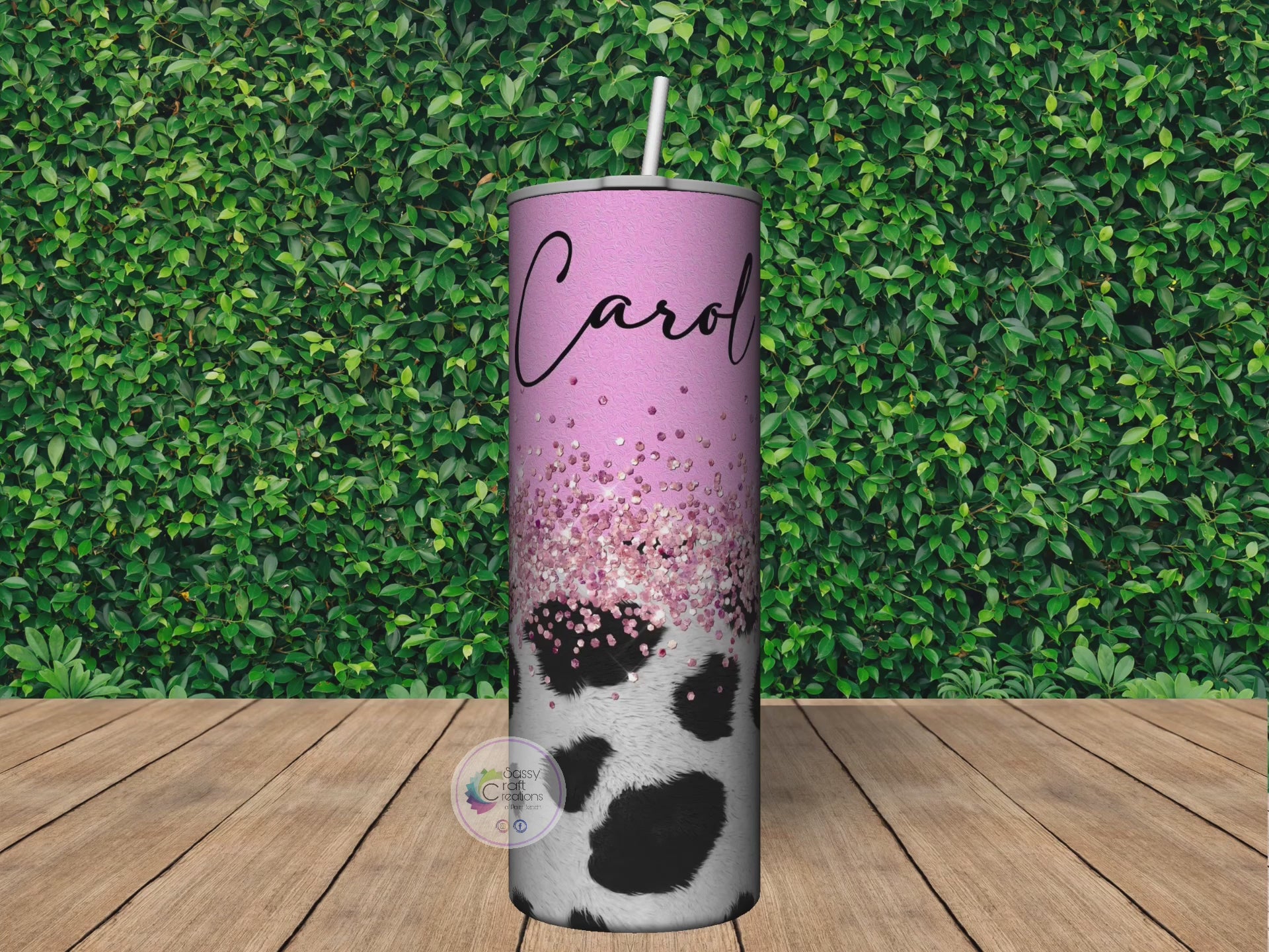 Personalized Pink Faux Glitter Tumbler - Sublimated Tumblers