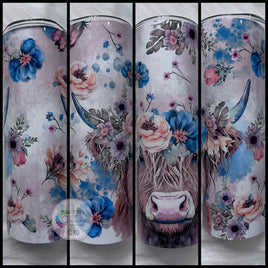 Highland Cow Floral Tumbler