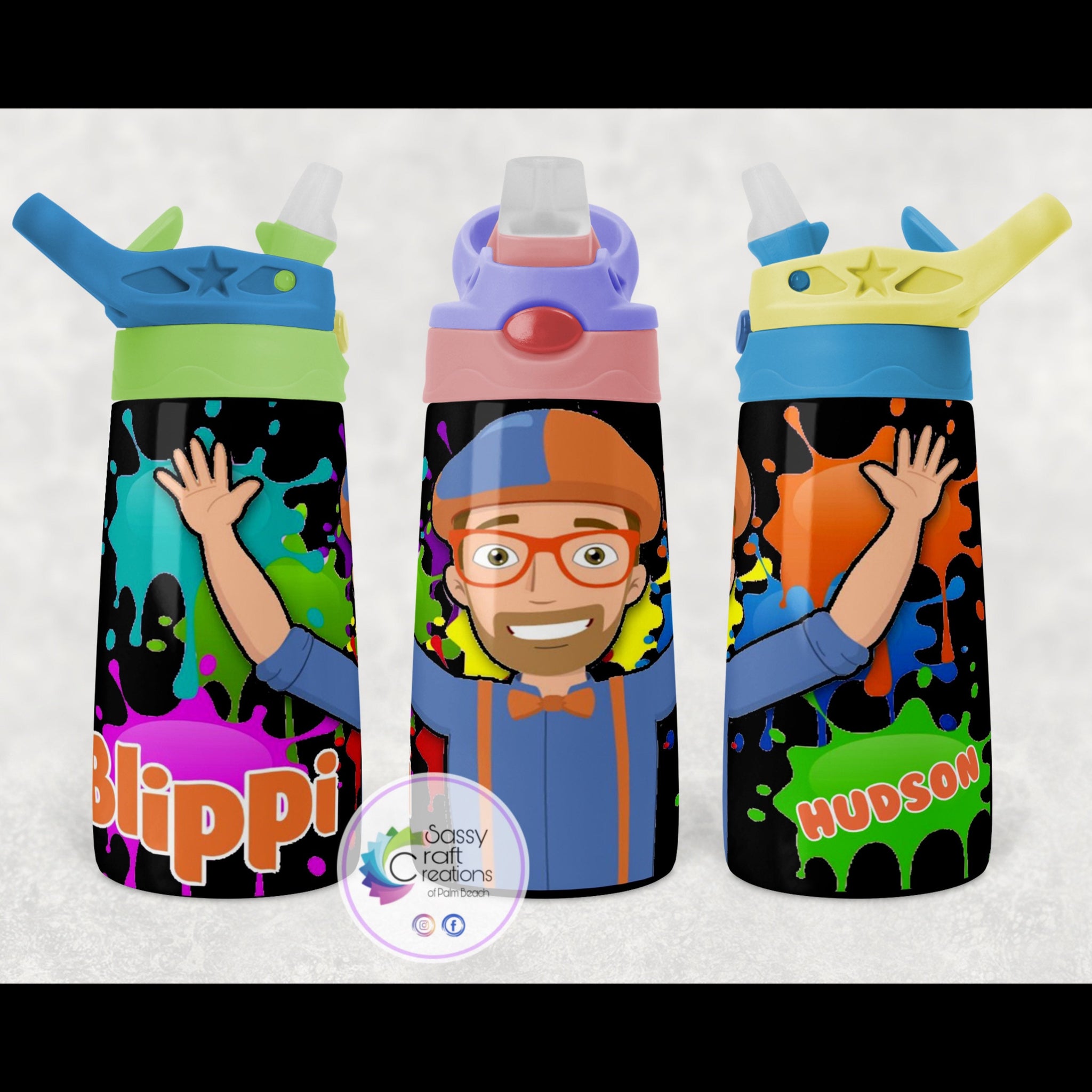 Blippi kids flip top water bottle stainless steel insulated