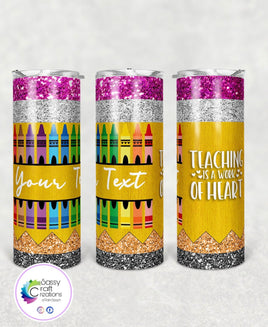 Teacher Pencil Faux Glitter Tumbler | Pencil Tumbler | Personalized