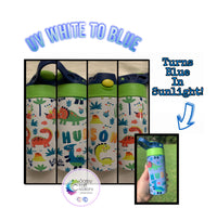 UV!  Dinosaur UV White to Blue Spill-proof Flip-top Sippy | Personalized!