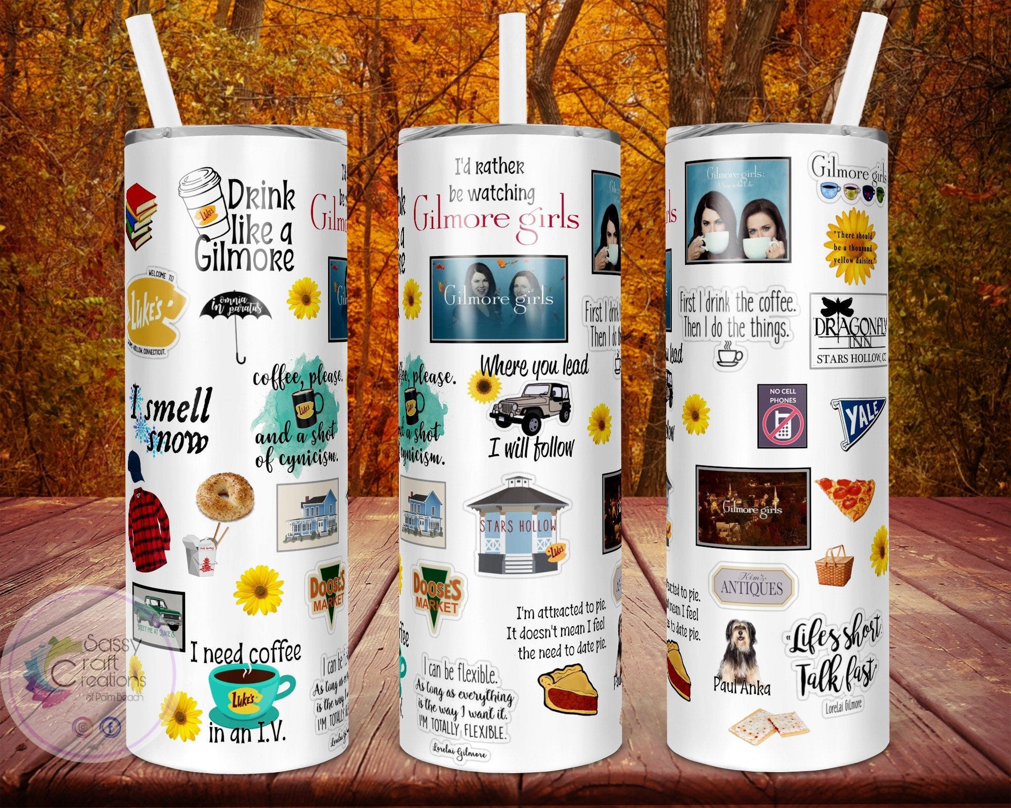 Gilmore Girls Skinny Stainless Steel Tumbler 20, 25 or 30 oz with Lid and  Reusable Straw, Flip Top Add On/New Fruit Infused Option!