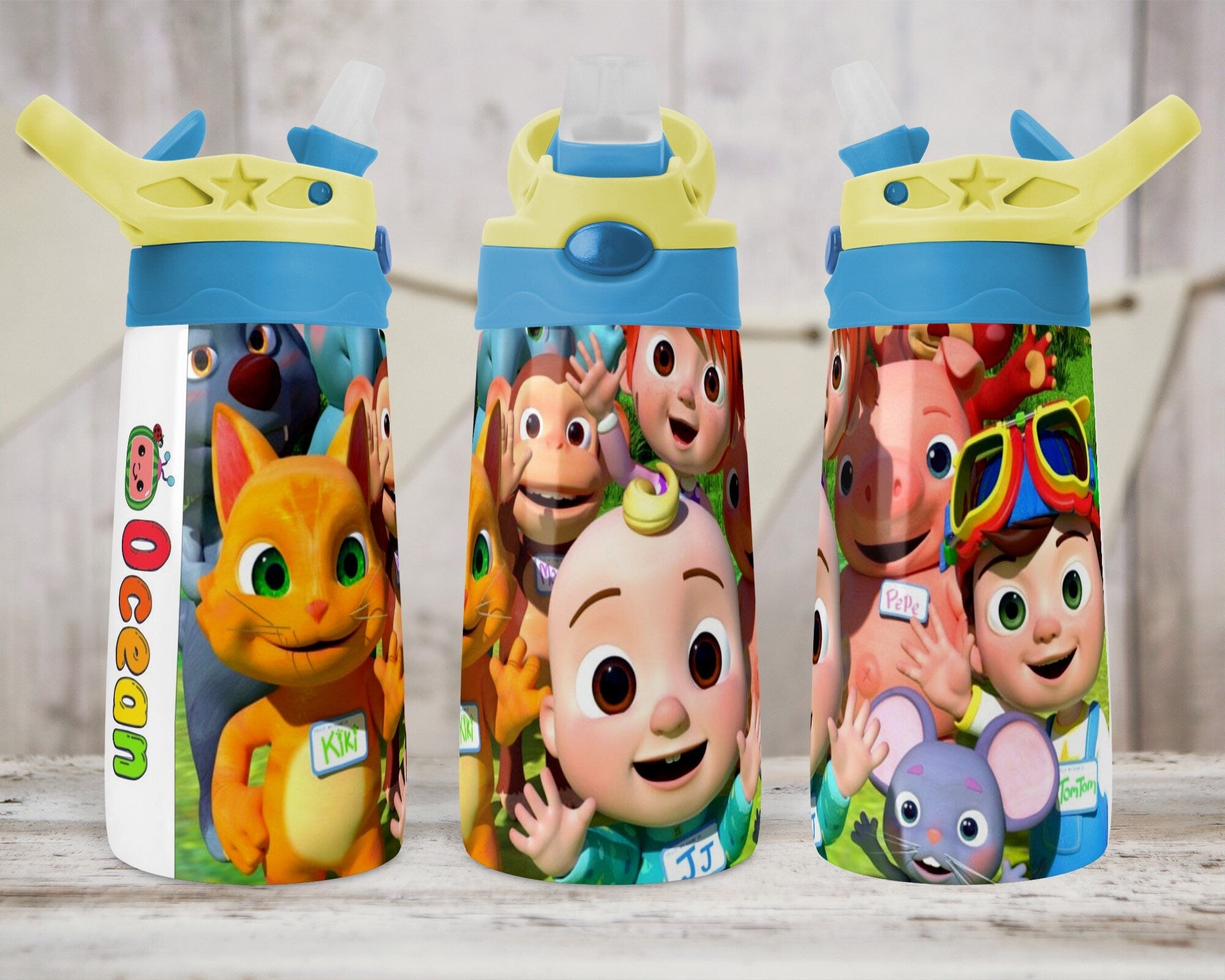 12oz Kids Sippy Cup Double Wall Cocomelon Sublimated Water Bottle,  Stainless