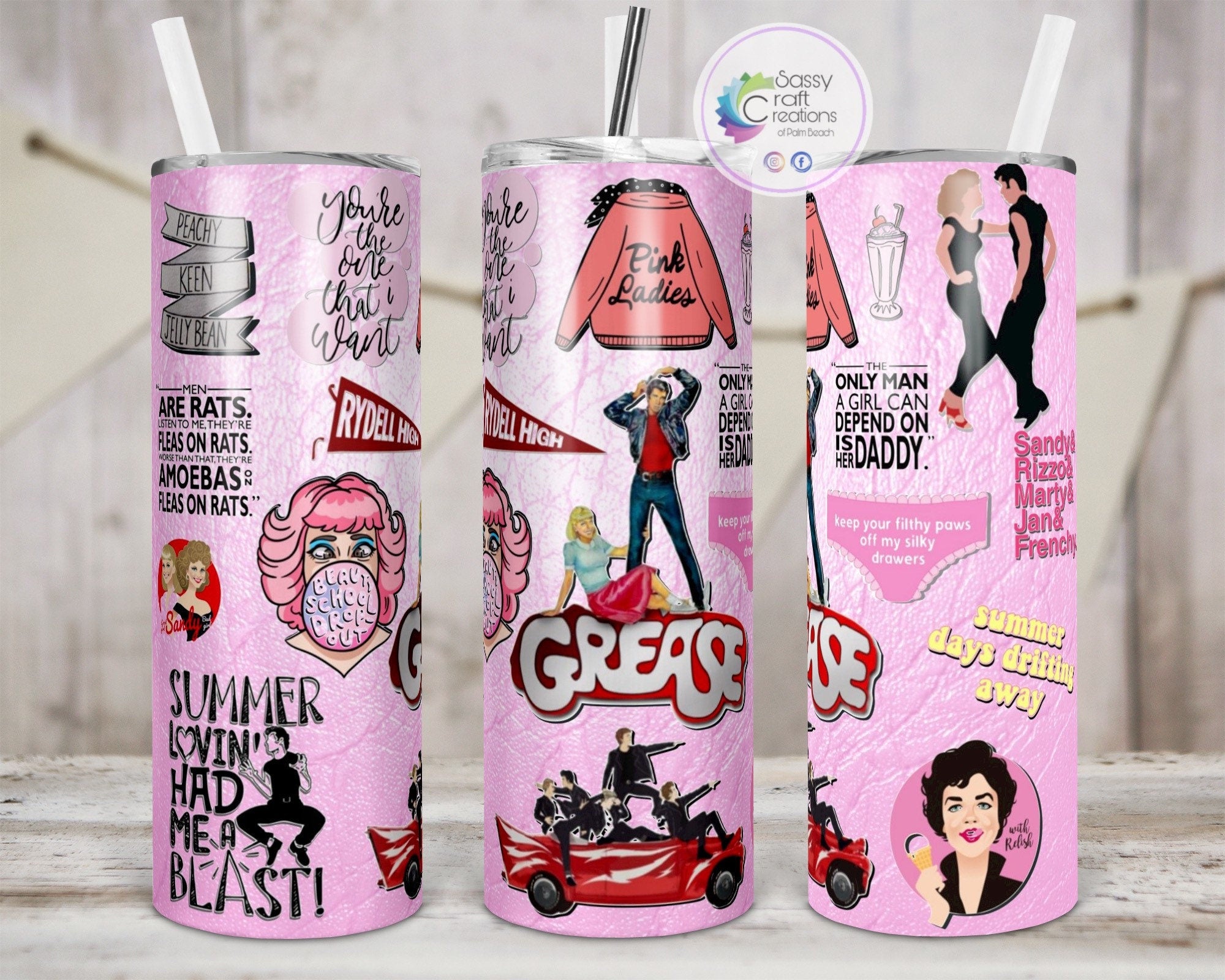 Grease Tumbler, Pink Leather