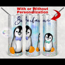 Penguin Iridescent Faux Glitter Tumbler | Personalized!