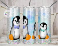 Penguin Iridescent Faux Glitter Tumbler | Personalized!