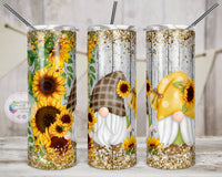 Sunflower Gnome Gold Glitter Tumbler | Personalized!