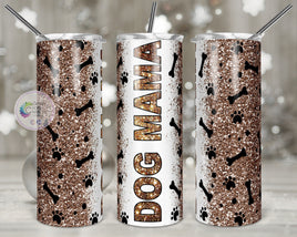 Dog Mama Faux Glitter Tumbler