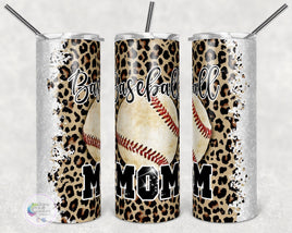 Leopard Print Baseball Mom Tumbler
