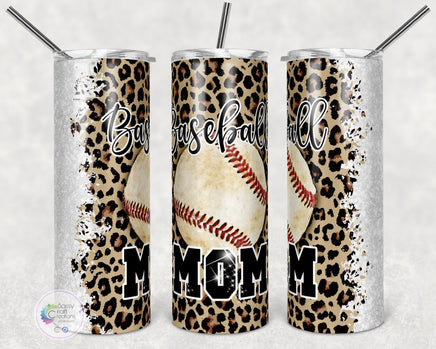 Leopard Print Baseball Mom Tumbler