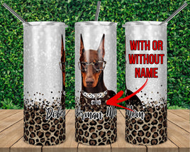 RED Doberman Mom Tumbler WITH Glasses | Personalized