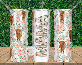 Highland Cow Floral Mama Tumbler