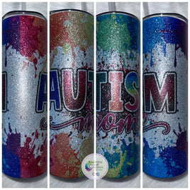 Autism Mom Rainbow Paint Drip Tumbler