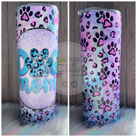 Dog Mom Paw Print Leopard Tumbler