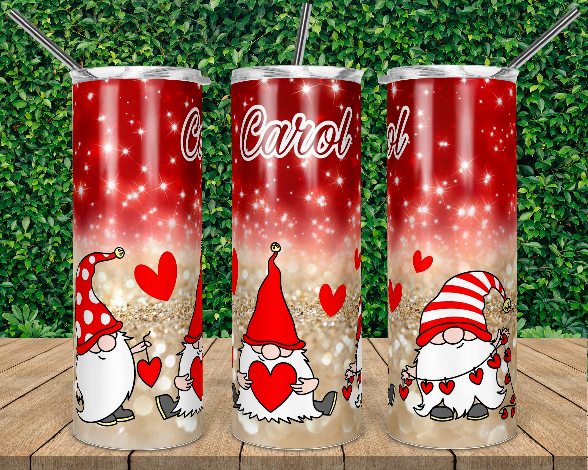 Faux Glitter Gnome Tumbler | Personalized