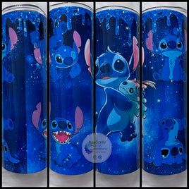 Stitch Blue Glitter Drip Tumbler