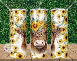 Highland Cow Sunflower Tumbler