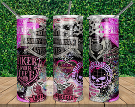 Motorcycle Tumbler | Harley Tumbler | Pink HD Tumbler