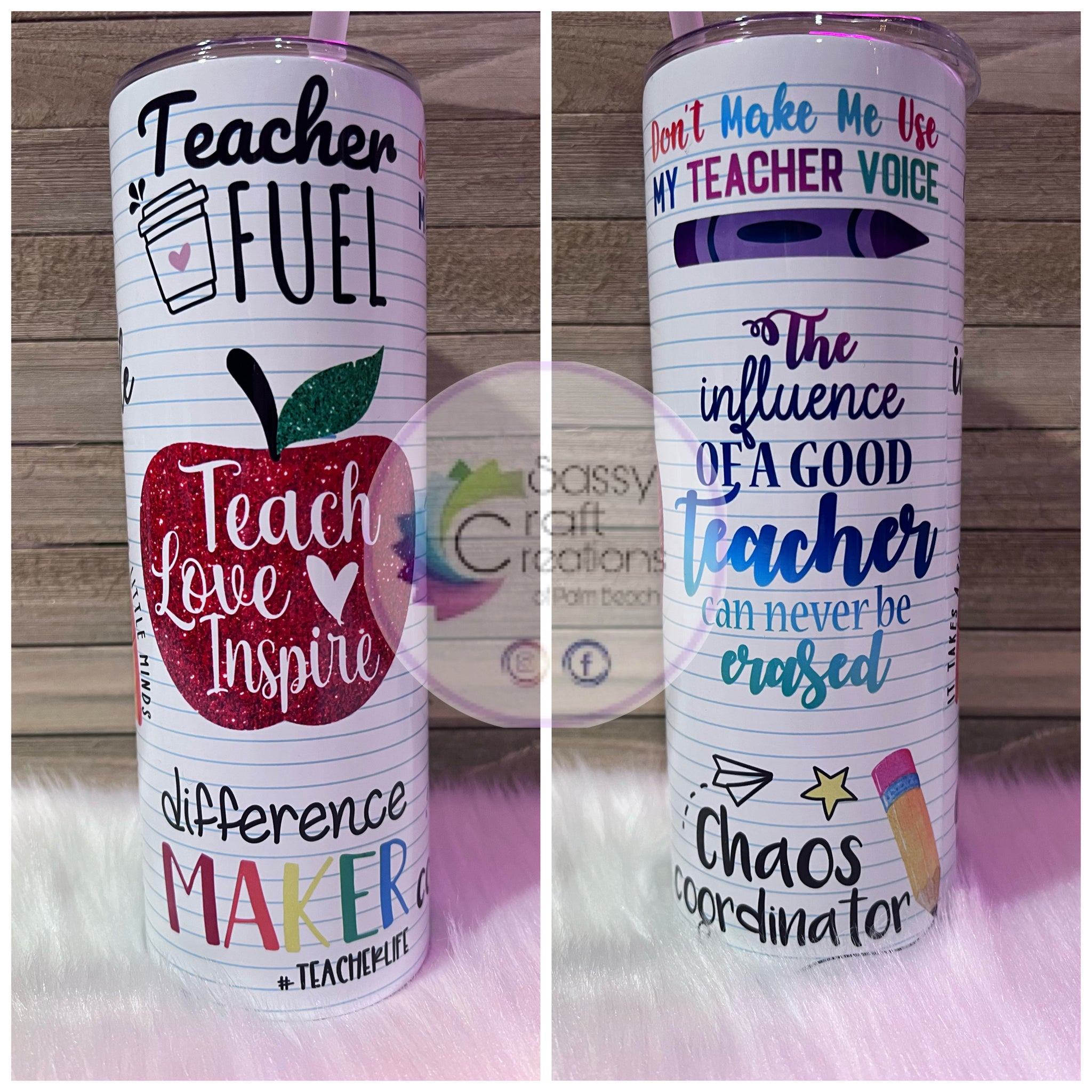Teacher Tumbler Teach Love Inspire Steel Tumbler With Straw And